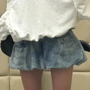 American Vintage Denim Skirt Women Street Sexy Bud Mini Skirt High Waisted Harajuku Y2K Puff Casual Preppy Style Chic Skirt