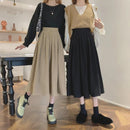 Fashion High Waist Pleated Skirt Women Korean Elegant College Style Midi Skirt Ladies Autumn Winter Thick A-line Skirts