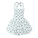 Vestido Feminino Branco com Poa e Halter - Sexy Costas Abertas Amarrão Evasê Elegante Festa Verão