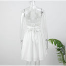 Vestido Longo Feminino com Manga Longa em Mesh e Renda - Sexy Praia Férias 2025