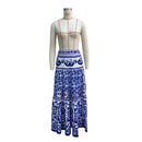 Women Skirt Long Skirts A Line Print Floral High Waist Y2k Streetwear Maxi Casual Loose Pleated Elegant Beach Party Beach 2025