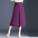 High Waist Wide Leg Pants Women Summer Loose Thin Chiffon Five-Quarter Length Anti-Light Skirt Trendy Casual Trousers