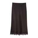 Tidalyf 2025 Women Two Piece Skirt Set Off Shoulder Lace Trim Cami Top with Split Hem Midi Skirt Sexy Elegant Outfit