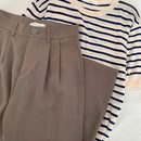 High Waist Women Suit Pants Fall Straight Office Ladies Korean Fashion Trousers Casual Button Loose Female Black Pants New
