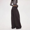 Women High Waist Wide Leg Pants 2025 Autumn Retro Cargo Wide Leg Pants Women's Curved Straight Floor Length Loose Casual Trouser