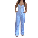 Macacão Feminino Slim sem Manga com Alças Finas - Elegante Escritório Branco