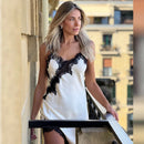 Vestido Feminino Elegante de Cetim com Renda Assimétrica - Sexy Festa Noite
