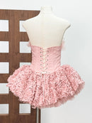 Vestido Mini Feminino Floral com Renda e Tomara que Caia - Sem Manga Costas Abertas Coquetel Festa