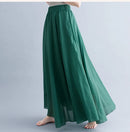 Boho Cotton Linen Beach Long Skirt Women Vintage Casual Solid A-line High Waist Dance Floor-Length Maxi Skirt Spring Summer New