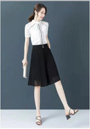 High Waist Wide Leg Pants Women Summer Loose Thin Chiffon Five-Quarter Length Anti-Light Skirt Trendy Casual Trousers