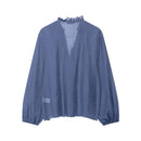 Women Shirt 2025 New Fashion Autumn Long Sleeve Layered Decorative Blouse for Women Casual Chic V-neck Ladies Top