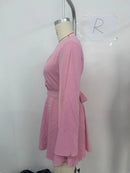 Vestido Feminino Elegante Linha A com Costas Abertas e Amarrão - Cor Sólida Cintura Marcada Estilo Executivo