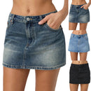Vintage Denim Mini Skirts for Women Summer Fashion High Waist Straigth Short Faldas Casual Streetwear Classic Jean Skirt
