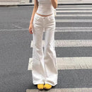 Korean Fashion High Waist White Jeans for Women Streetwear Slimming Micro Flared Denim Pants Woman Vintage Loose Trousers Female