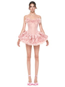 Vestido Mini Feminino Floral com Renda e Tomara que Caia - Sem Manga Costas Abertas Coquetel Festa