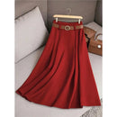Elegant Fashion Skirts For Women 2025 New Spring Autumn Patchwork Pleated A-Line Mid-length Skirts Commuting Office Lady Skirt