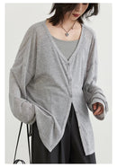Women's Cardigan New V-neck Long Sleeved Female Shirt Female Jumpers Sun Protection Woman Top Spring Summer Knitted Cardigan