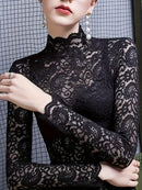 Elegant Women's Long Sleeve Lace Base Shirt T-shirt Sophisticated Feminine Design Comfortable Underwear Top
