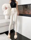 Pants for Woman White Skinny High Waist Shot Trousers Slim Fit Women's Jeans Medium Hippie Fitted Good Quality Cheap Wholesale Z