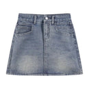 Women's Denim Skirts Vintage High Waisted Slim Fit Washed Jean Mini Skirts for Woman 2025 New Fashion Y2K A-Line Short Skirts