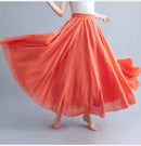 Boho Cotton Linen Beach Long Skirt Women Vintage Casual Solid A-line High Waist Dance Floor-Length Maxi Skirt Spring Summer New