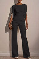 Macacão Feminino Casual com Manga 3/4 e Góla Redonda - Elegante Dia a Dia