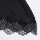 Ladies Elegant Asymmetric Lace Hem Black Blouse Chic O-neck Long Sleeve Loose T-shirt Tops 2026 New Spring Women's Blouse