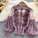 lace puff long sleeve blouse vintage fashion blouses elegant femme blusas korean woman tops women shirts clothing dropshipping