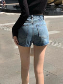 Saia Jeans Feminina Mini com Cintura Alta Slim - Coreana Cute Verão