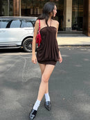 Vestido Mini Halter Franzido com Costas Abertas - Festa e Balada Y2K
