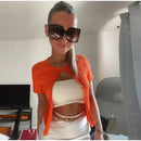 Knitted Sequined Crop Top Women Casual Slim Fit Square Collar Sleeveless Backless Bodycon Vest New Fashionable Ladies Basic Tops