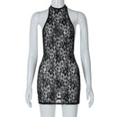 Vestido Mini Feminino Floral com Halter e Costas Abertas - Sexy Praia Balada 2024