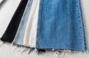 Women's High Waist Jeans 2025 Spring Fall Relaxed Straight Leg Raw Hem Floor-Length Vintage Inspired Daily Uniform