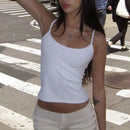 Summer Casual Sleeveless Spaghetti Strap Top Women Harajuku All-match Cropped Tops y2k Vintage Clothing