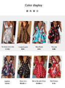 Vestido Feminino com Estampa e Alças de Cetim com Renda - Sexy Decote V Profundo Costas Abertas Elegante Verão