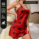 Camisola Feminina Sexy com Estampa de Coração e Alças Finas - Pijama Loungewear Verão