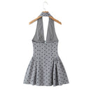 Vestido Feminino Branco com Renda Bordada e Halter - Sem Manga Costas Abertas Sexy Linha A Festa 2025