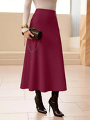 Women Midi Skirt High Waist A line Flowy Style Breathable Fabric Ideal for Casual Streetwear Dates  Classic Colors