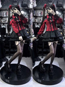Women‘s Lolita Set Dark Femme Mesh Top & Waist Cinching Skirt, 2025 Autumn Japanese Street Style Coord for Gothic Baddie Fashion