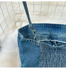 Faionable Denim ter Ne Crop Top And High Waist  Skirt Women's Set Summer Polyester Material Youthful Sle