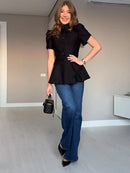 Elegant Short Sleeve Waist Single Breasted Top Pleated Midi Skirts Fashion A Line Skirt Set for Women 2026 Spring Female Outfits