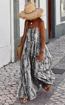 Tie Dye Print Spaghetti Strap Dresses Women Bohemian Style Loose Backless Vacation Beach Long Dress Female Fashion Streetwear
