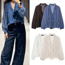 Women Shirt 2025 New Fashion Autumn Long Sleeve Layered Decorative Blouse for Women Casual Chic V-neck Ladies Top