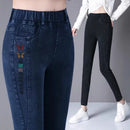 Oversize High Waist Stretch Jeans Black Autumn Women Slim Skinny Trousers Fashion Embroidery Female Winter Casual Denim Pants