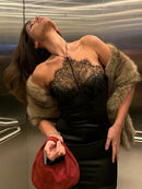 Vestido Bodycon Feminino com Halter e Renda - Sexy Costas Abertas Fitness Festa Clube