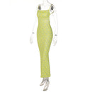 Vestido Longo Feminino Elegante com Alças Finas e Costas Abertas - Festa Y2K