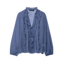 Women Shirt 2025 New Fashion Autumn Long Sleeve Layered Decorative Blouse for Women Casual Chic V-neck Ladies Top