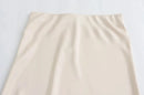 Women's Soft Touch Silk-Like Midi Skirt High Waist Elastic Waistband Chic Fashion Female Skirts Elegant Mujer