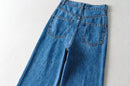 Women's High Waist Jeans 2025 Spring Fall Relaxed Straight Leg Raw Hem Floor-Length Vintage Inspired Daily Uniform