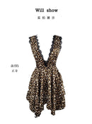 Vestido Feminino com Estampa e Alças de Cetim com Renda - Sexy Decote V Profundo Costas Abertas Elegante Verão